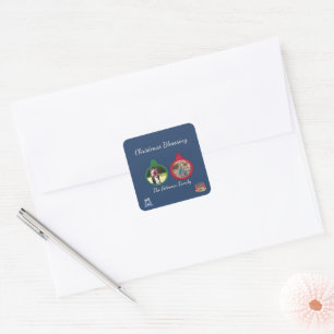 Christmas Blessings Modern Nativity   2 Photos Square Sticker