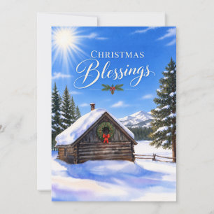 Christmas Blessings Mountain Cabin Holiday Card