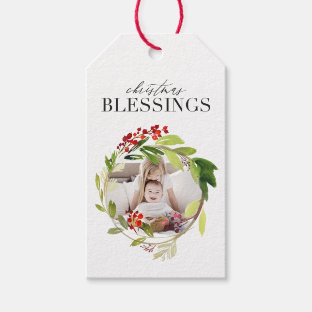 Christmas Blessings photo Gift Tags (Front)