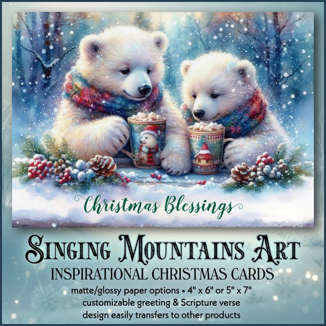 Christmas Blessings Polar Bear Bible Verse  Holiday Card (Creator Uploaded)