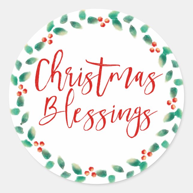 Christmas Blessings Red and Green Envelope Seals (Front)