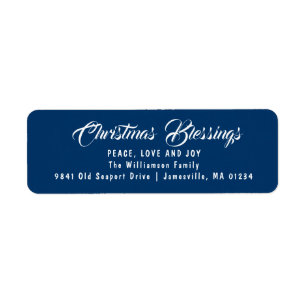Christmas Blessings Return Address Labels Blue