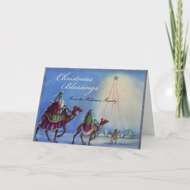 Christmas Blessings Star Personalized Cards (Front)