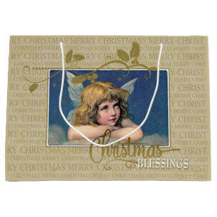 Christmas Blessings Vintage Angel Large Gift Bag