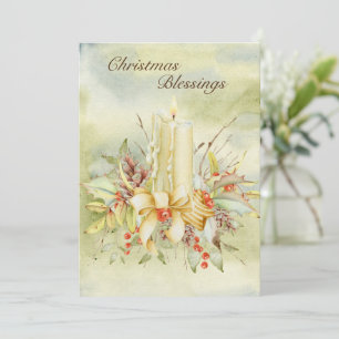 Christmas Blessings Watercolor Script Holiday Card