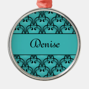 Christmas Bliss Premium Round Ornament, Teal Metal Ornament