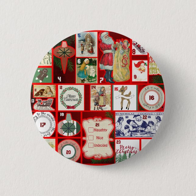 Christmas Block Advent Illustration Square Art 2 Inch Round Button (Front)