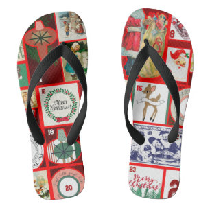 Christmas Block Advent Illustration Square Art Flip Flops