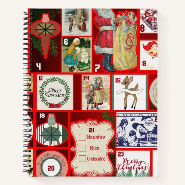 Christmas Block Advent Illustration Square Art Notebook (Front)