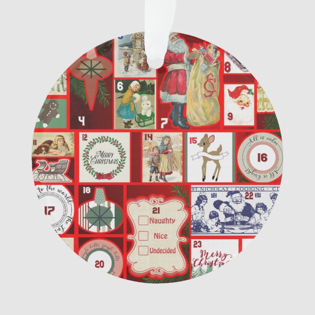 Christmas Block Advent Illustration Square Art Ornament (Front)