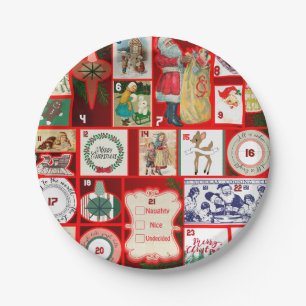 Christmas Block Advent Illustration Square Art Paper Plate