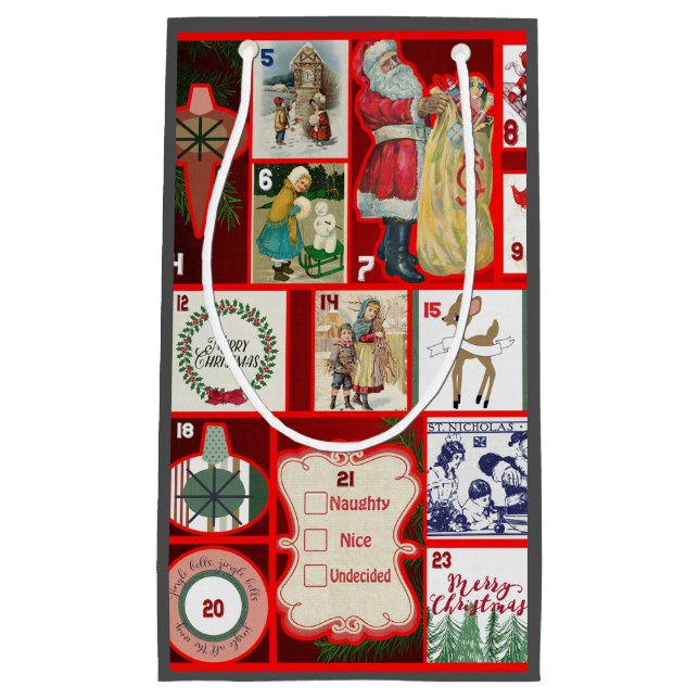 Christmas Block Advent Illustration Square Art Small Gift Bag (Front)