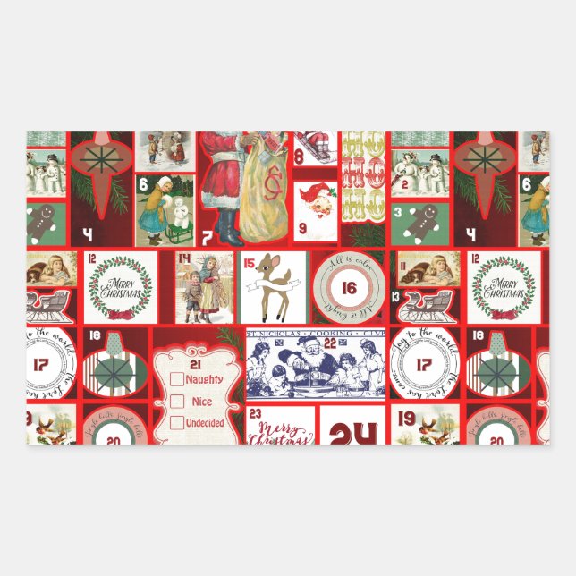 Christmas Block Advent Illustration Square Art Sticker (Front)