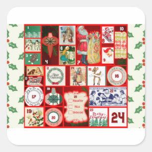 Christmas Block Advent Illustration Square Art Sticker