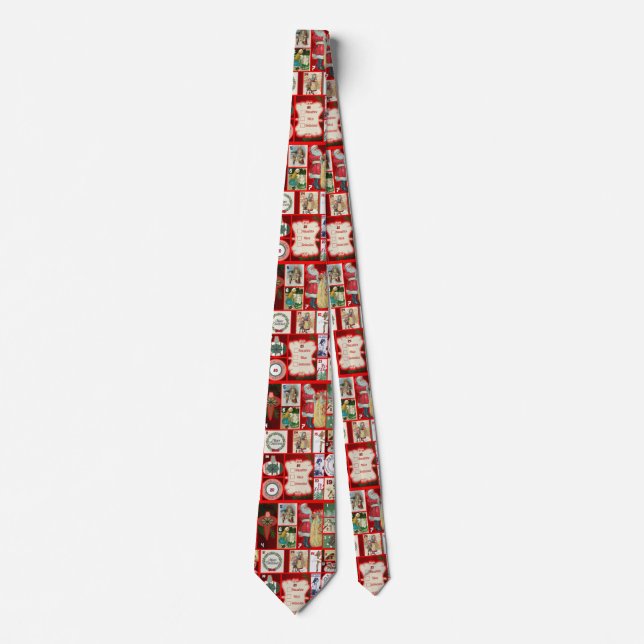 Christmas Block Advent Illustration Square Art Tie (Front)
