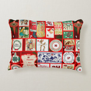 Christmas Block Illustration Squares Accent Pillow