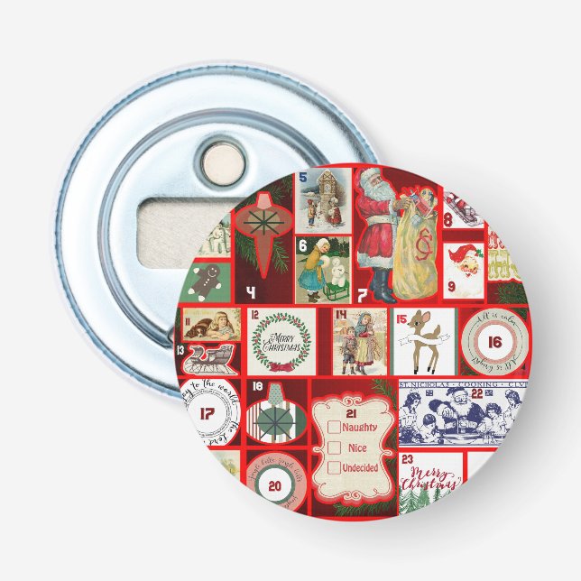 Christmas Block Illustration Squares Bottle Opener (Front)