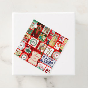 Christmas Block Illustration Squares Favour Tags