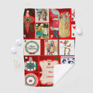 Christmas Block Illustration Squares Golf Towel