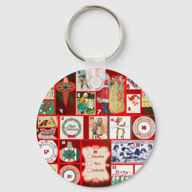 Christmas Block Illustration Squares Keychain (Front)