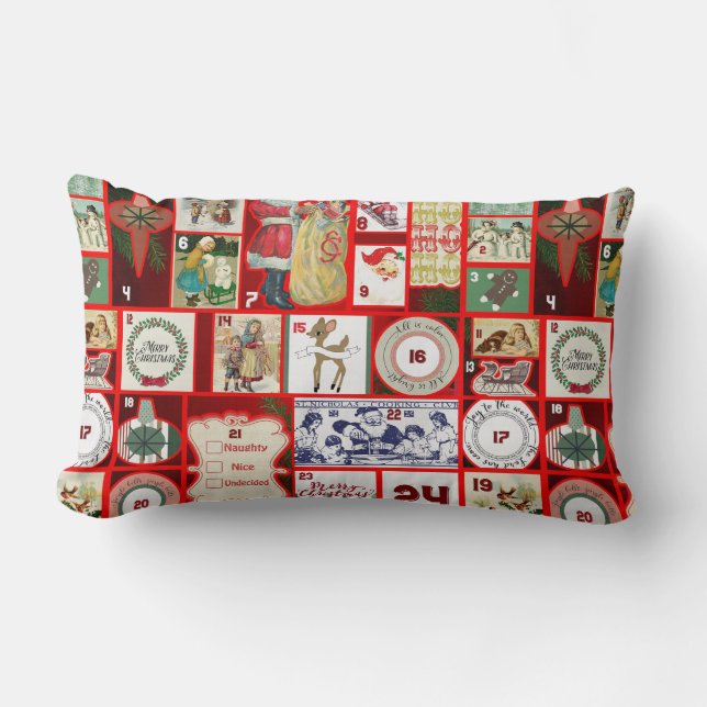 Christmas Block Illustration Squares Lumbar Pillow (Front)
