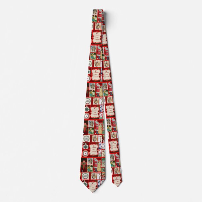 Christmas Block Illustration Squares Tie (Front)