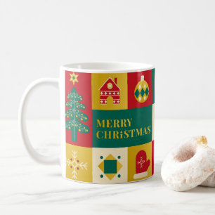 Christmas block pattern bauhaus style coffee mug