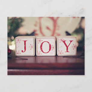 Christmas blocks with words JOY Holiday Postcard
