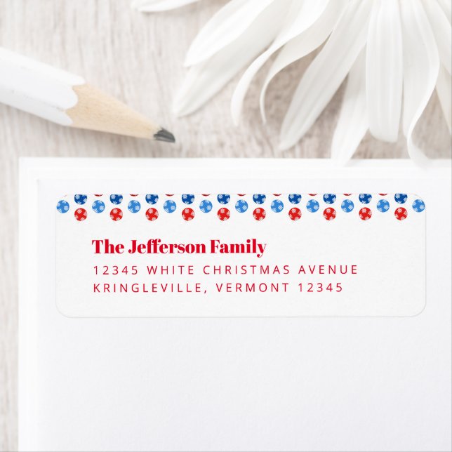 Christmas blue and red ornaments with snowflakes (Insitu)