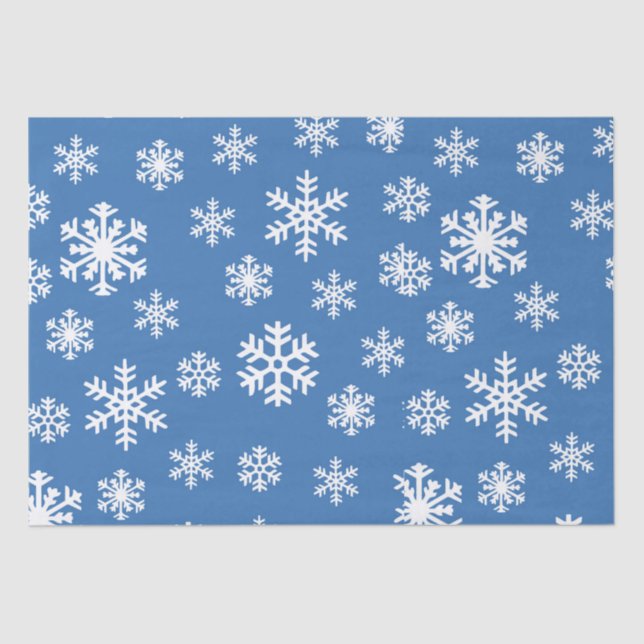 Christmas Blue and White Snowflake Tissue Paper (Front)