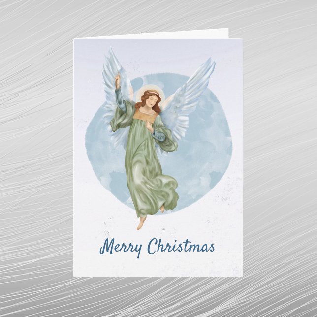 Christmas Blue Angel Watercolor Holiday Card (Creator Uploaded)