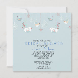 Christmas Blue Birds Bridal Shower Invitation