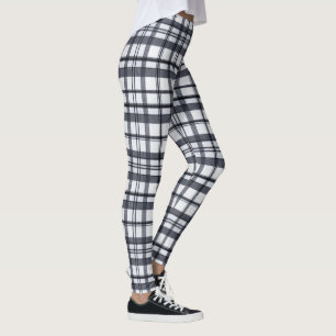 Christmas Blue Cute Scottish Plaid Checked Pattern Leggings