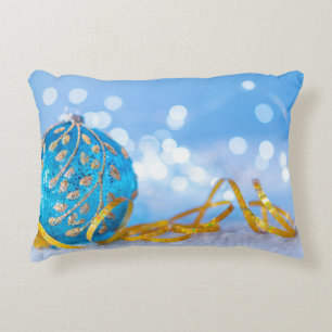 Christmas Blue Decor Ball Accent Pillow