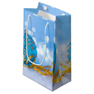 Christmas Blue Decor Ball Small Gift Bag