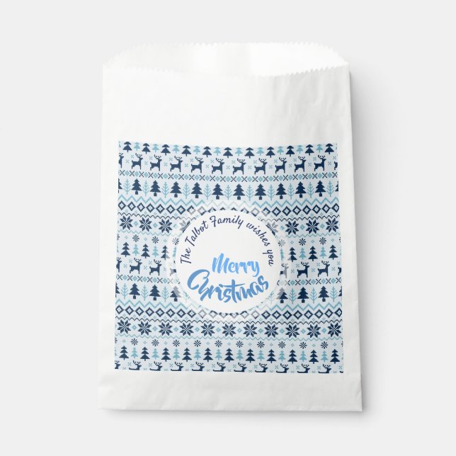 CHRISTMAS Blue Deer pattern personalized Favour Ba Favour Bag (Front)
