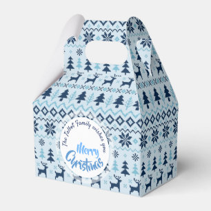 CHRISTMAS Blue Deer pattern personalized Favour G Favor Box