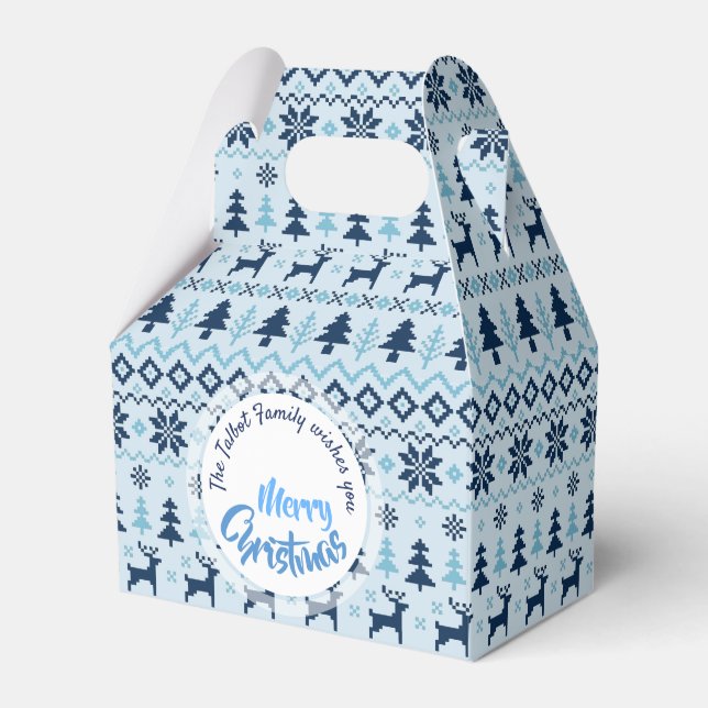 CHRISTMAS Blue Deer pattern personalized Favour G Favor Box (Front Side)