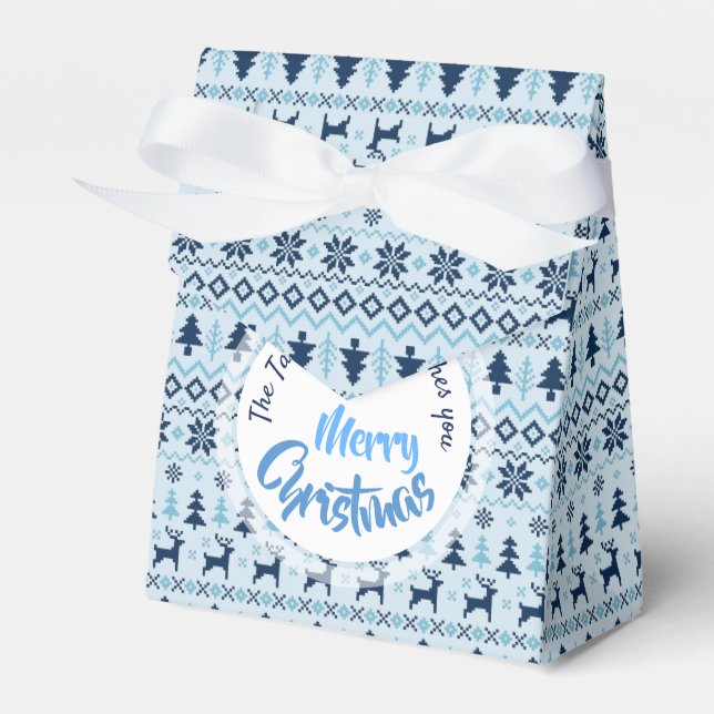 CHRISTMAS Blue Deer pattern personalized Favour T Favor Box (Front Side)