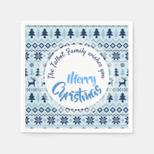 CHRISTMAS Blue Deer pattern personalized P Napkin