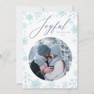 Christmas Blue Family Photo snowflake holiday card