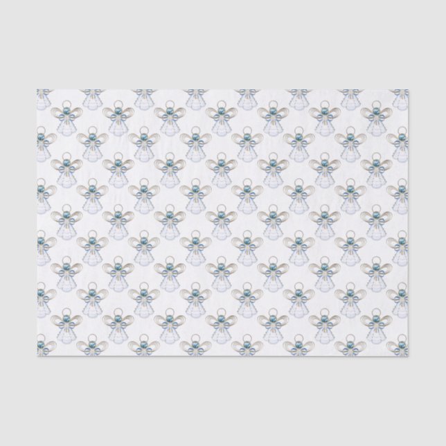 Christmas Blue Filigree Angel of Faith Tissue Paper (Front)