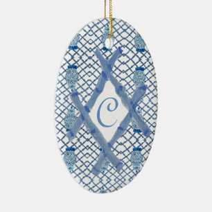 Christmas Blue Ginger Jar Ceramic  Ceramic Ornamen Ornament