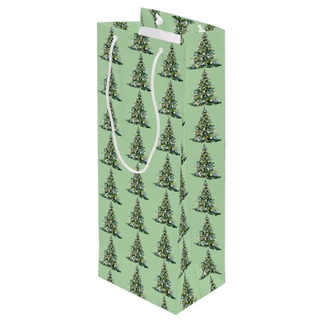 Christmas Blue Ginger Jars Wine Gift Bag (Back Angled)