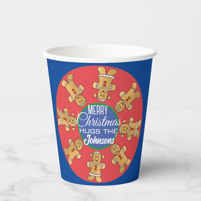 Christmas Blue Gingerbread Cookies Paper Cups (Front)