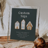Christmas Blue Gingerbread House Custom Sign