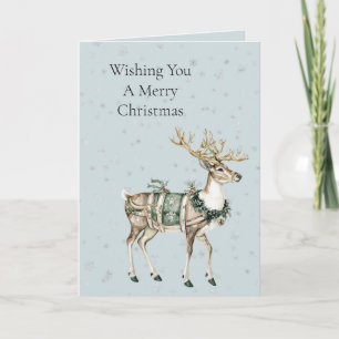 Christmas Blue Green Deer Card