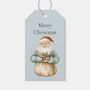 Christmas Blue Grey Santa Gift Tags