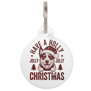 Christmas Blue Heeler Holly Jolly Dog Mom Vintage Pet Tag