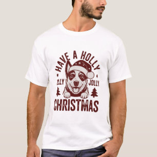 Christmas Blue Heeler Holly Jolly Dog Mom Vintage T-Shirt